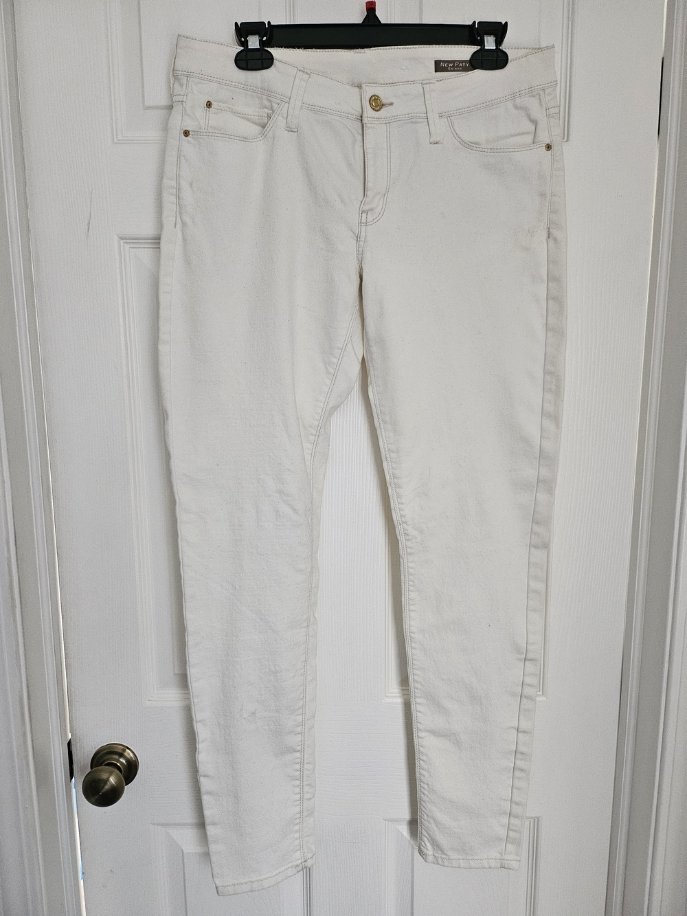 Mango Cream Skinny Jeans with Gold Hardware